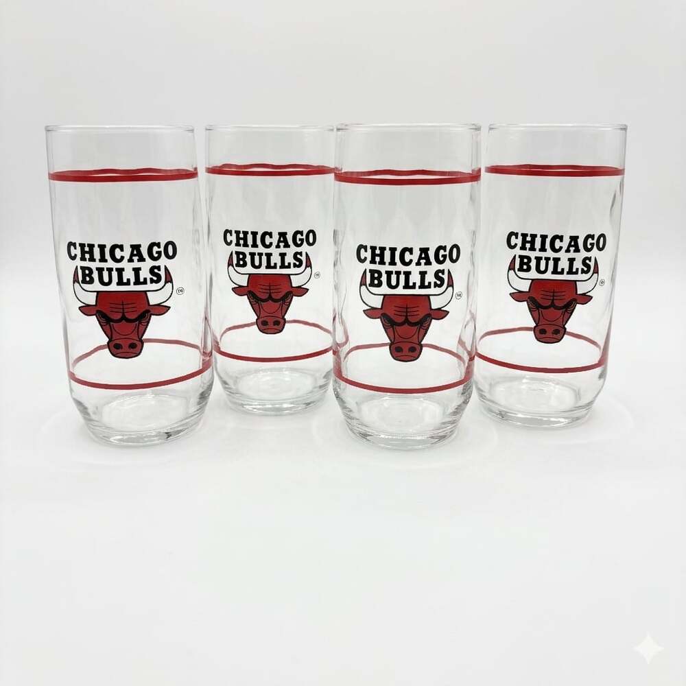 Vintage Chicago Bulls NBA Drinking Glasses Set of 4